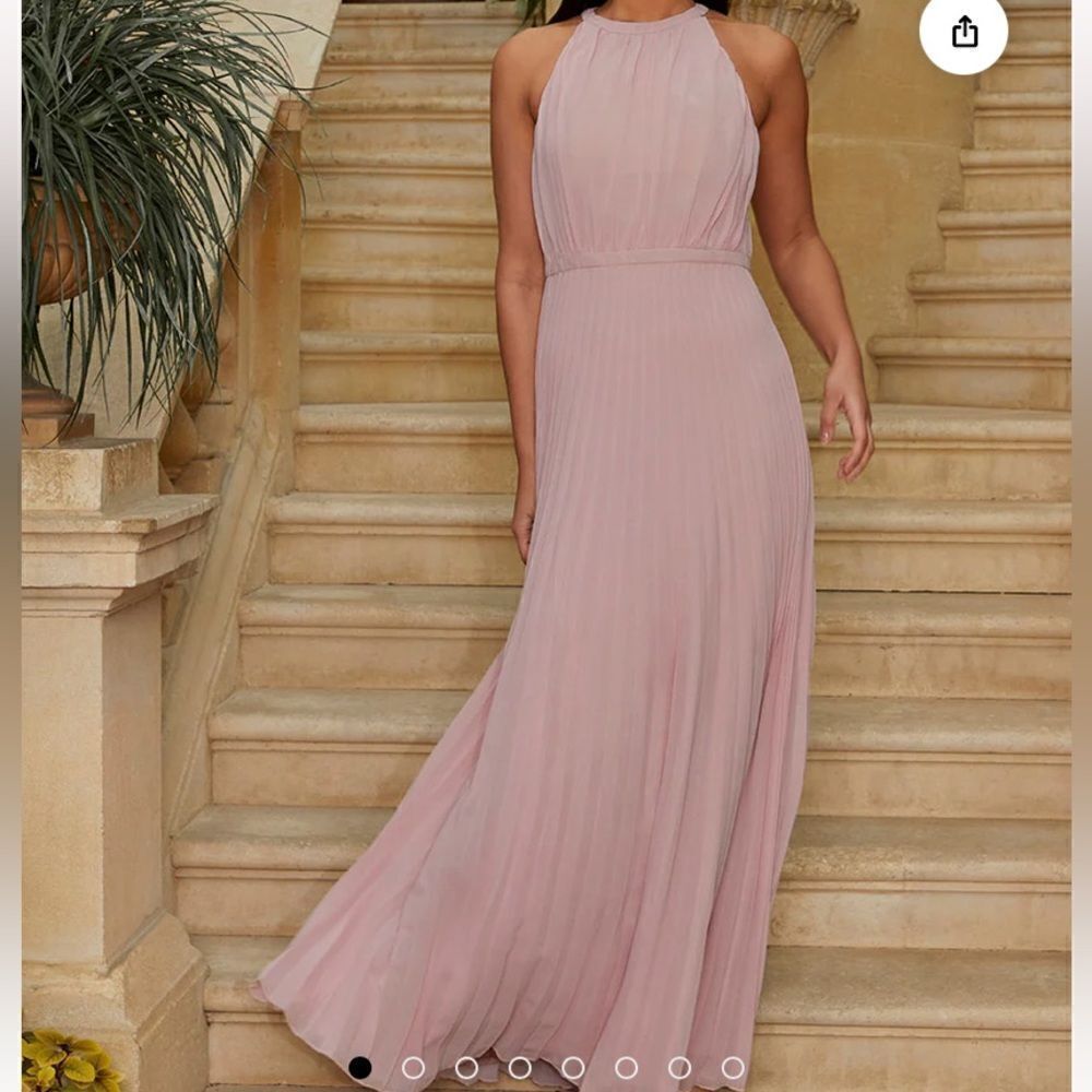 Halter Neck Pleater Maxi Dress by Chi Chi London Sz 10